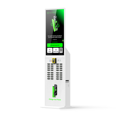High-Capacity 32 Slots Touch Screen Portable Cell Phone Charging Station 180W Power LI-Polymer Battery Fast Charging USB Rental
