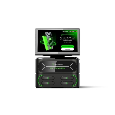 Integrated 6000mAh Touch-Screen Charging Station for 4 Slots USB Input Share Power Bank Rental 4G Kiosk Phone Stand