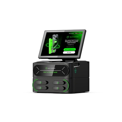 Integrated 6000mAh Touch-Screen Charging Station for 4 Slots USB Input Share Power Bank Rental 4G Kiosk Phone Stand
