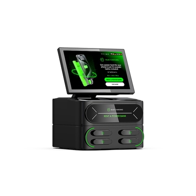 Integrated 6000mAh Touch-Screen Charging Station for 4 Slots USB Input Share Power Bank Rental 4G Kiosk Phone Stand