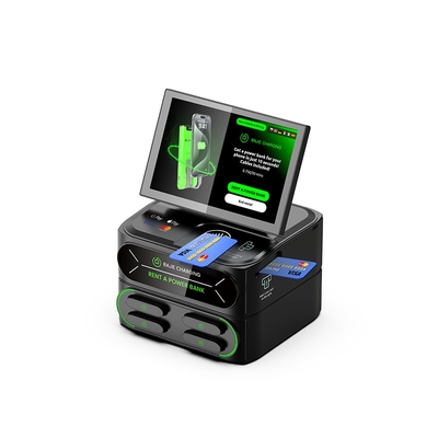 4 Slots 4g Touch-screen Integrated Stackable Cell Phone 6000mah Charging Station Kiosk Share Power Bank Rental Machine